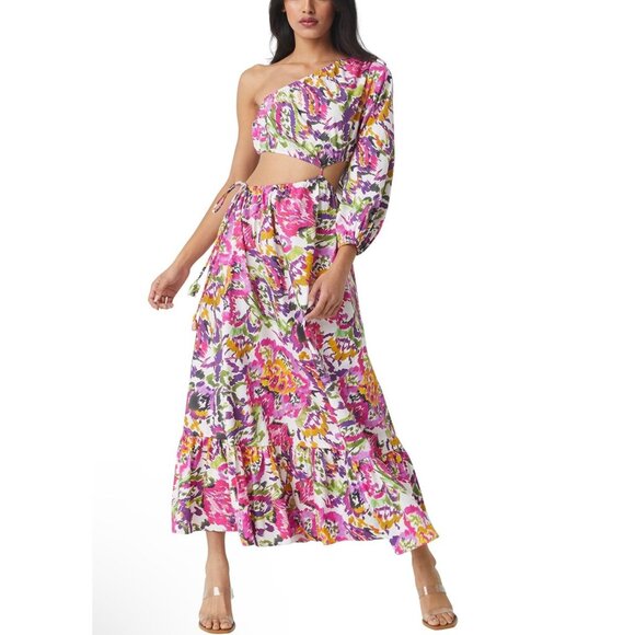 Misa Los Angeles Mahika One-Shoulder Floral Cotton Maxi Dress Size M - Picture 2 of 11